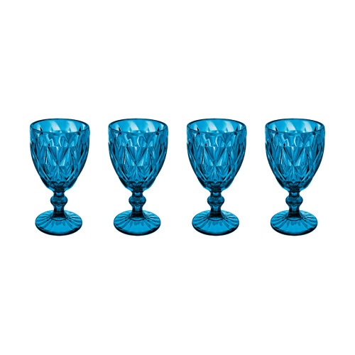 Casa Domani Deanna Set of 4 Blue Wine Glasses