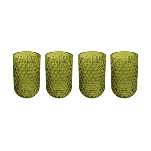 Casa Domani Caterina Set of 4 Green Highball Glasses