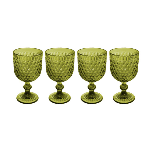 Casa Domani Caterina Set of 4 Green Wine Glasses