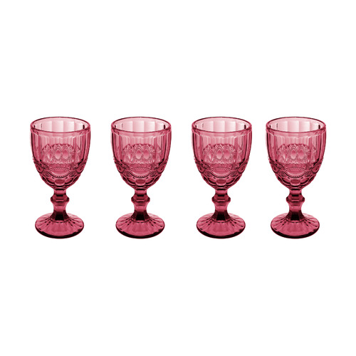 Casa Domani Gabriella Set of 4 Pink Wine Glasses