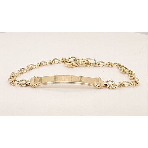 9 Carat Yellow Gold Oval Figaro Identity Bracelet CLEARANCE