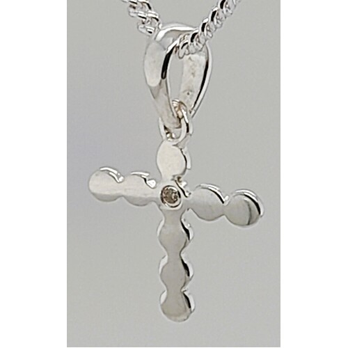 Sterling Silver Diamond Set Cross Pendant - CLEARANCE