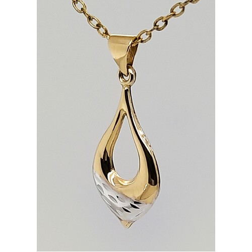 9 Carat Yellow Gold Sterling Silver Filled Two Tone Open Drop Pendant