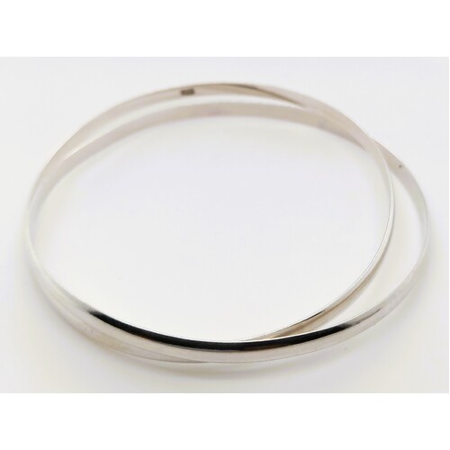 Sterling Silver 4mm Wide Russian Double Bangle