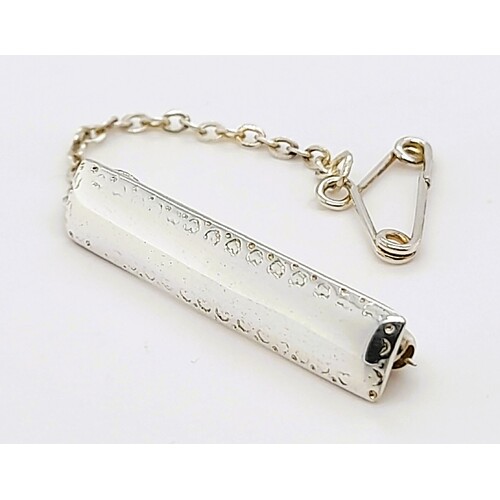 Sterling Silver Rectangular Engraved Brooch - CLEARANCE