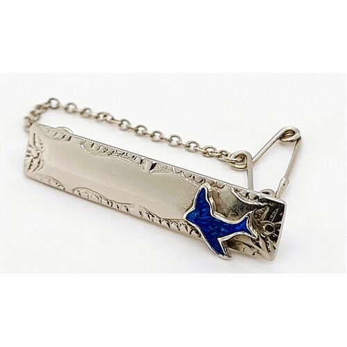 Sterling Silver Rectangular Bluebird Brooch - CLEARANCE