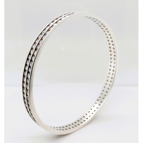 Sterling Silver Channel Set Cubic Zirconia Bangle