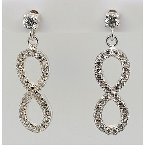 Sterling Silver Cubic Zirconia Infinity Earrings