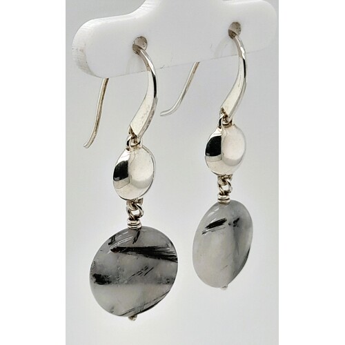 Sterling Silver Rutilated Quartz Drop Earrings