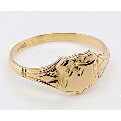 9 Carat Yellow Gold Shield Signet Ring AUS Size J - CLEARANCE