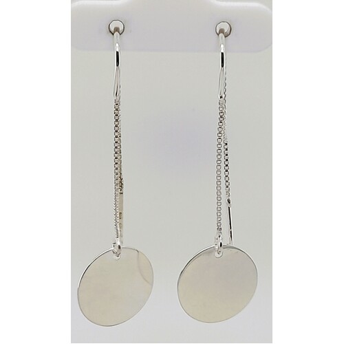 Sterling Silver Italian Thread Earrings with 15mm Disc