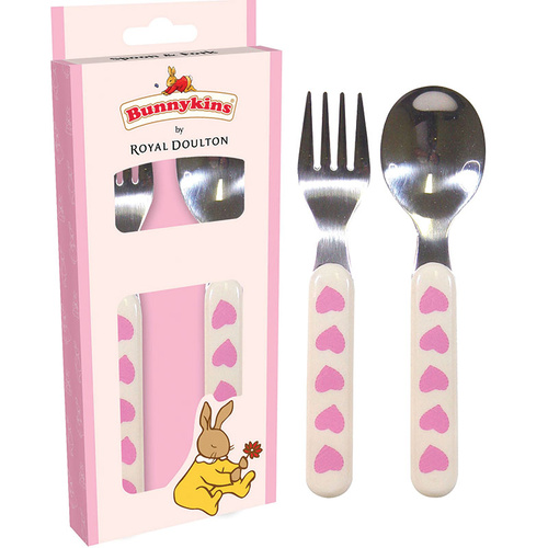 Royal Doulton Bunnykins Sweetheart (Pink) Spoon and Fork Cutlery Set