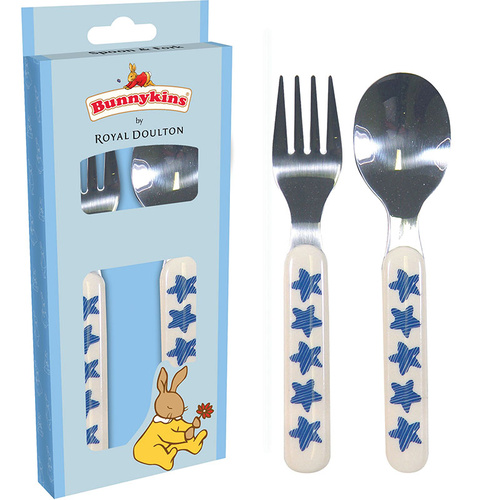 Royal Doulton Bunnykins Shining Stars (Blue) Spoon and Fork Cutlery Set