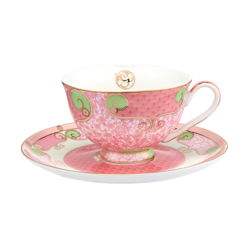 Maxwell & Williams Wicked Collection Pink Goes Good With Green Glinda 200ml Footed Cup & Saucer