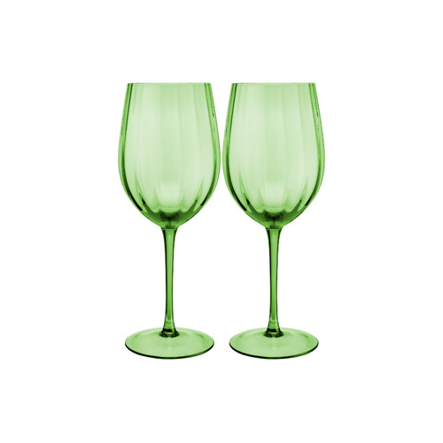 Maxwell & Williams Wicked Collection Pink Goes Good With Green Elphaba 580ml Ribbed Wine Glasses