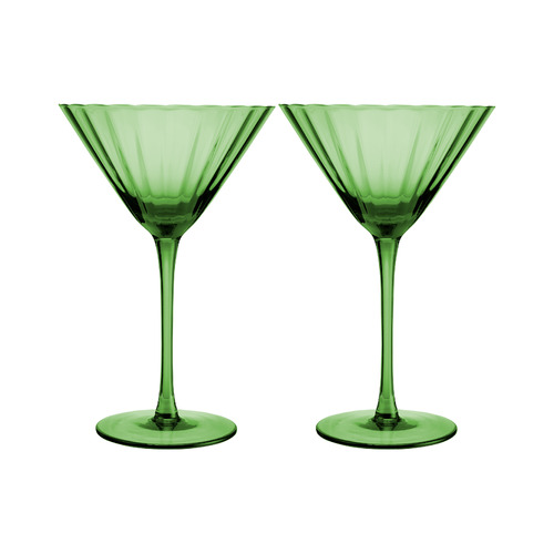 Maxwell & Williams Wicked Collection Pink Goes Good With Green Elphaba 250ml Ribbed Martini Glasses