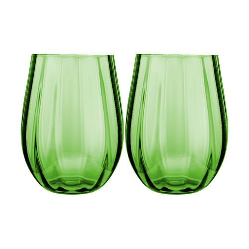 Maxwell & Williams Wicked Collection Pink Goes Good With Green Elphaba 540ml Ribbed Stemless Glasses