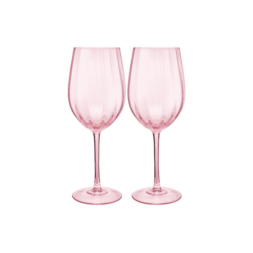 Maxwell & Williams Wicked Collection Pink Goes Good With Green Glinda 580ml Ribbed Wine Glasses