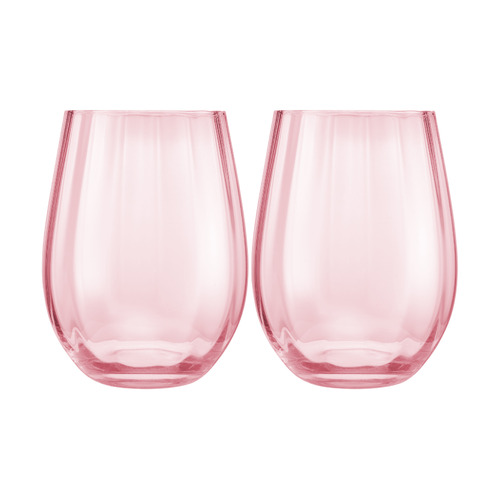 Maxwell & Williams Wicked Collection Pink Goes Good With Green Glinda 540ml Ribbed Stemless Glasses