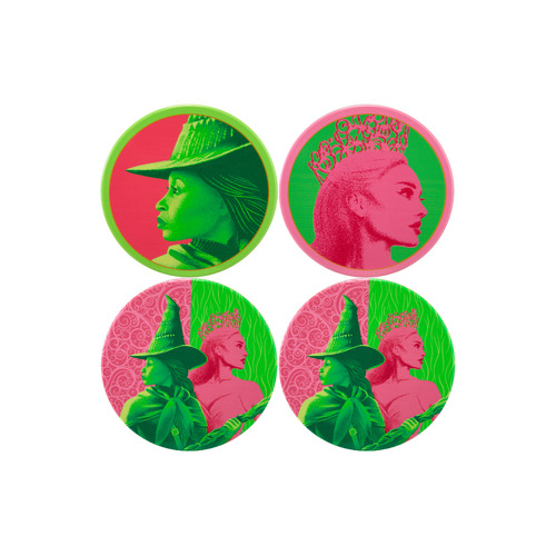 Maxwell & Williams Wicked Collection Magical Set of 4 Pink & Green Forever 10cm Ceramic Coasters