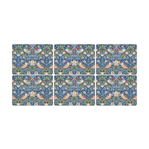 Blue Strawberry Thief Pack of 6 Cork-backed 30.5 x 23cm Placemats